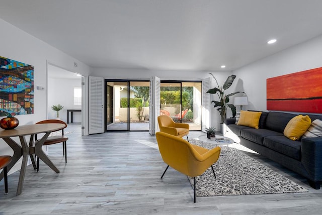 living room featuring light hardwood / wood-style flooring