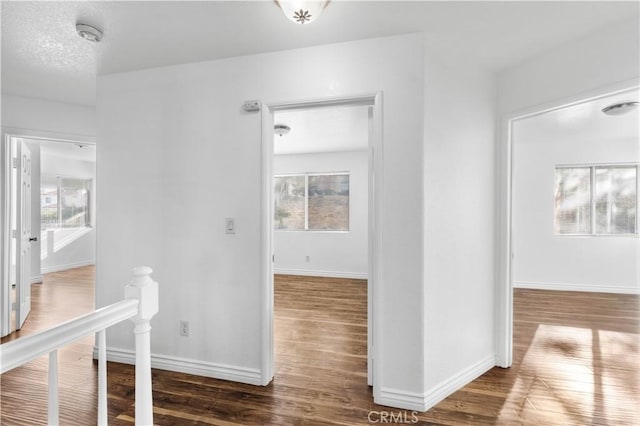 hallway with dark hardwood / wood-style flooring