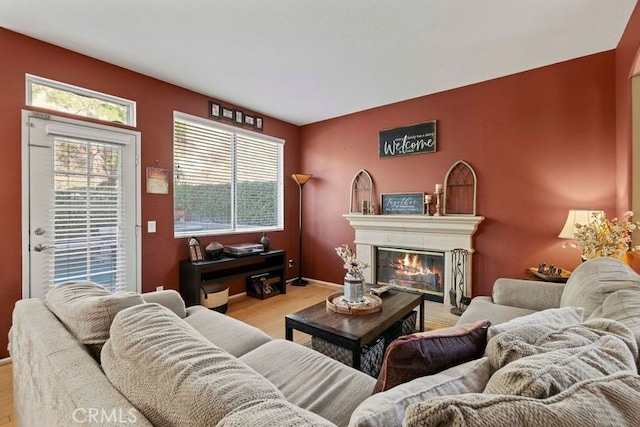 living room featuring light hardwood / wood-style flooring