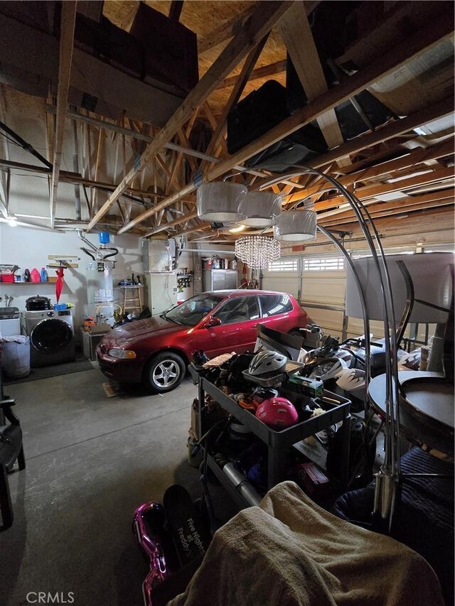 garage with a garage door opener