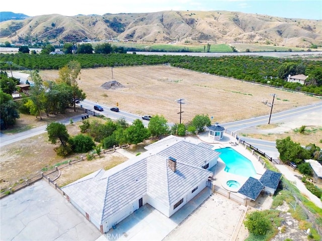 aerial view with a mountain view