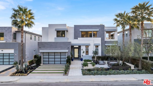 contemporary home featuring a garage