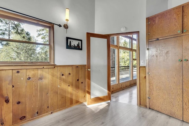 doorway to outside featuring light wood-type flooring