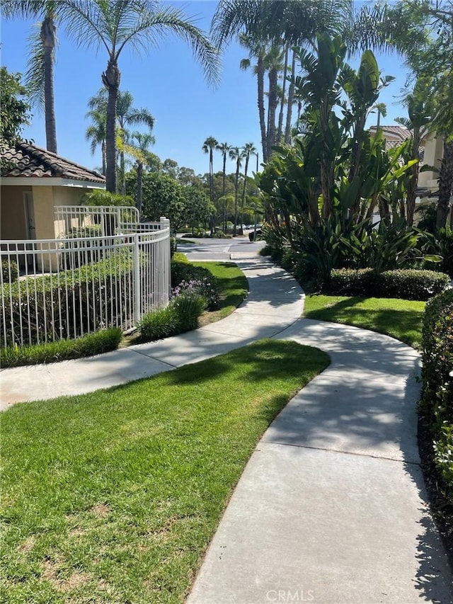 view of home's community with a lawn