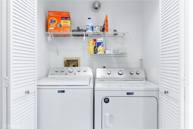 laundry room featuring washer and dryer