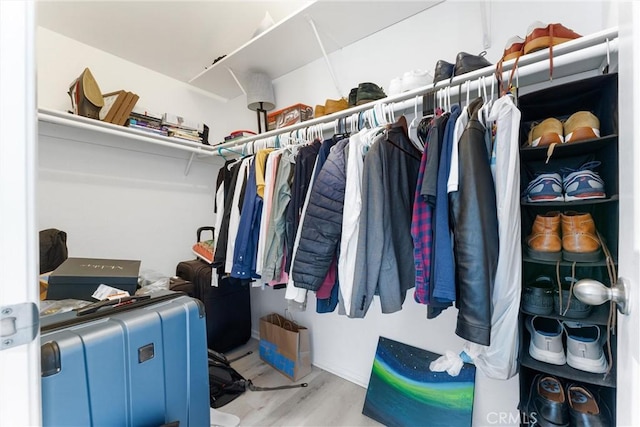 walk in closet featuring light hardwood / wood-style floors