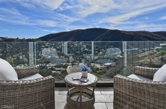 view of patio featuring a mountain view