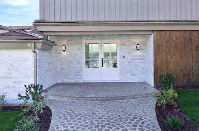 doorway to property with french doors