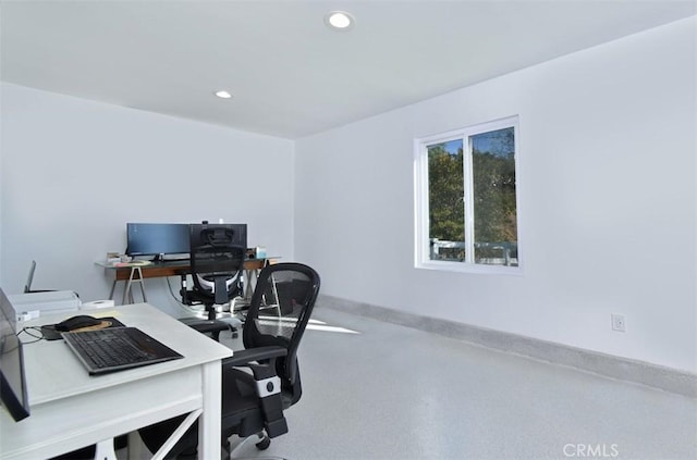 office area featuring recessed lighting