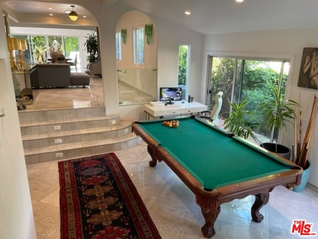 recreation room with billiards