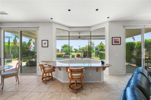 view of tiled dining area