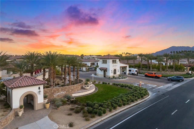 view of front of house with a mountain view