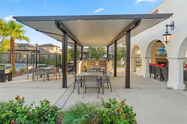 view of patio with an outdoor kitchen