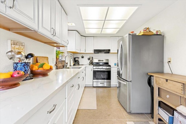 kitchen featuring white cabinets, sink, and stainless steel appliances