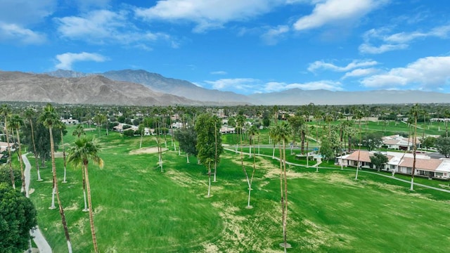 view of community with a mountain view