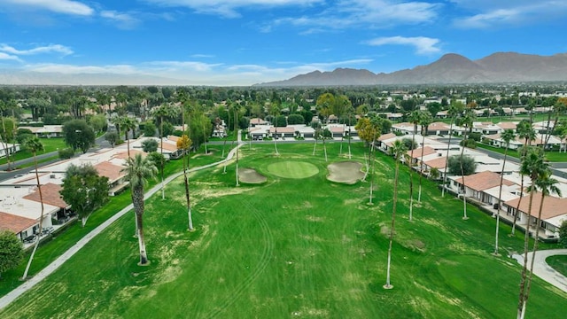 bird's eye view with a mountain view