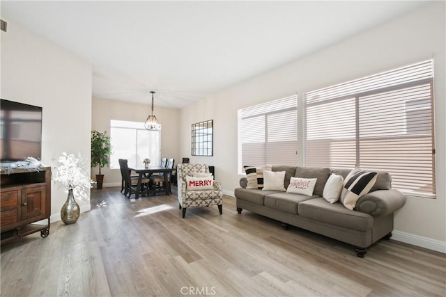 living room featuring light wood-type flooring