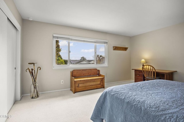 bedroom with a closet and carpet flooring