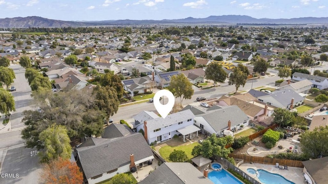 bird's eye view with a mountain view