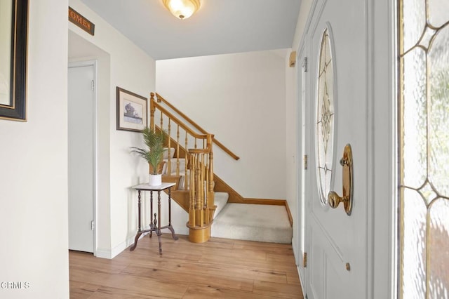 foyer entrance featuring light hardwood / wood-style flooring