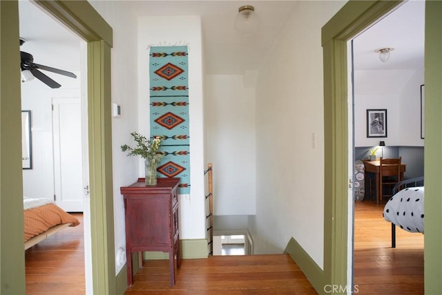 hallway featuring wood-type flooring