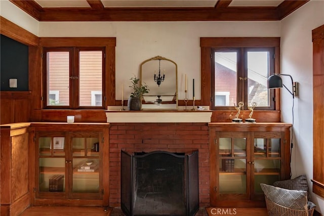 living room featuring hardwood / wood-style floors and a fireplace