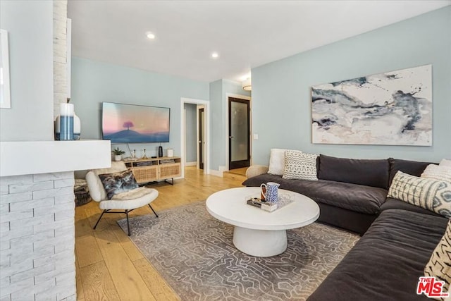 living room with hardwood / wood-style flooring