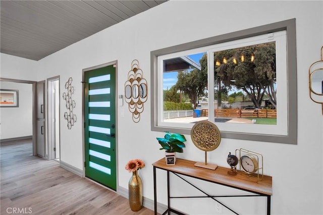 entrance foyer with light hardwood / wood-style floors