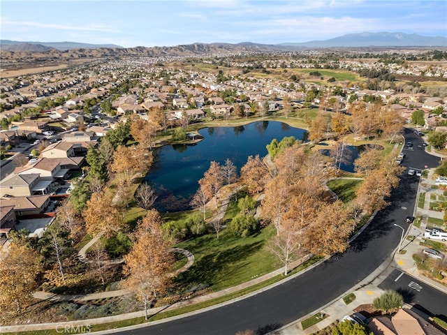 aerial view with a water and mountain view