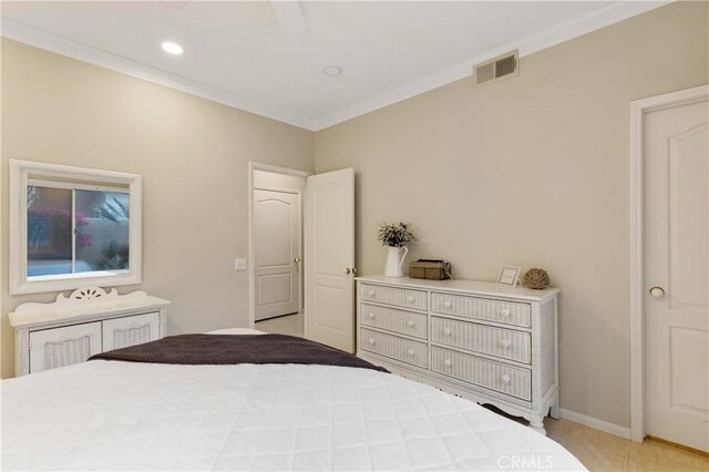 unfurnished bedroom with ornamental molding