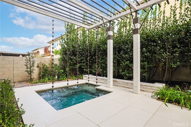 view of pool with a pergola, a jacuzzi, and a patio