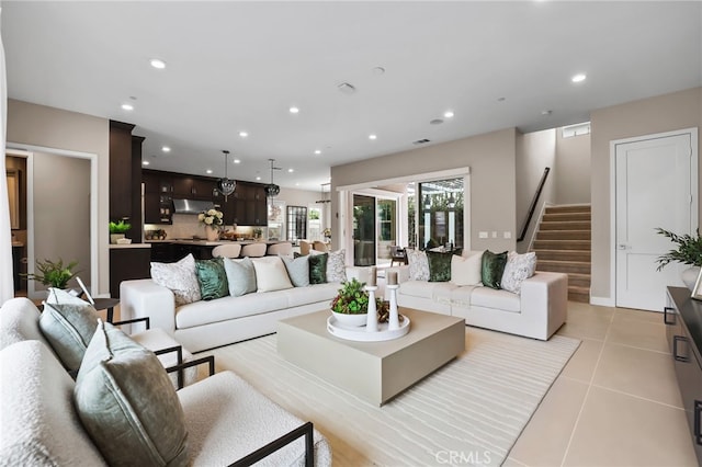 view of tiled living room