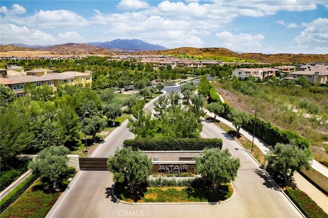 aerial view with a mountain view