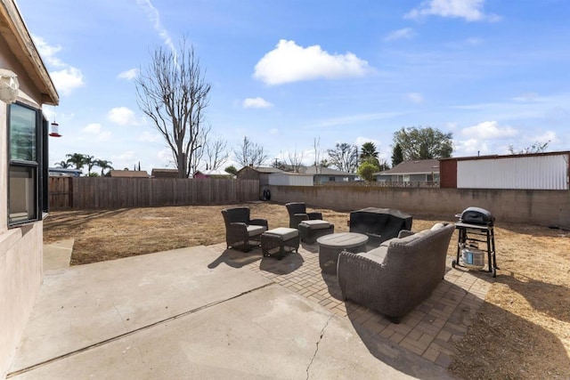 view of patio featuring an outdoor hangout area and grilling area