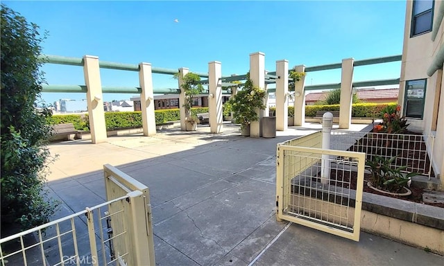 view of patio / terrace with a water view