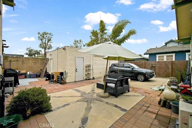 exterior space with an outbuilding