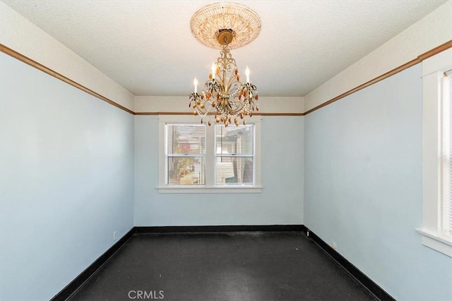 unfurnished dining area with a notable chandelier