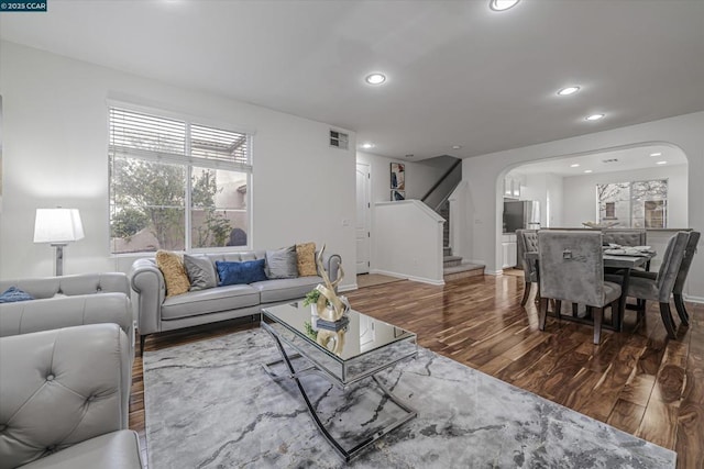 living room with wood-type flooring