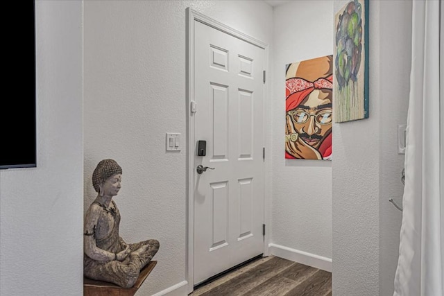 entryway with dark hardwood / wood-style floors