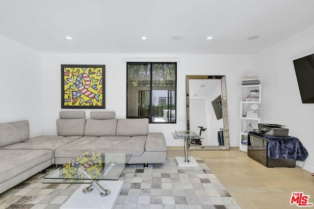 living room with light wood-type flooring