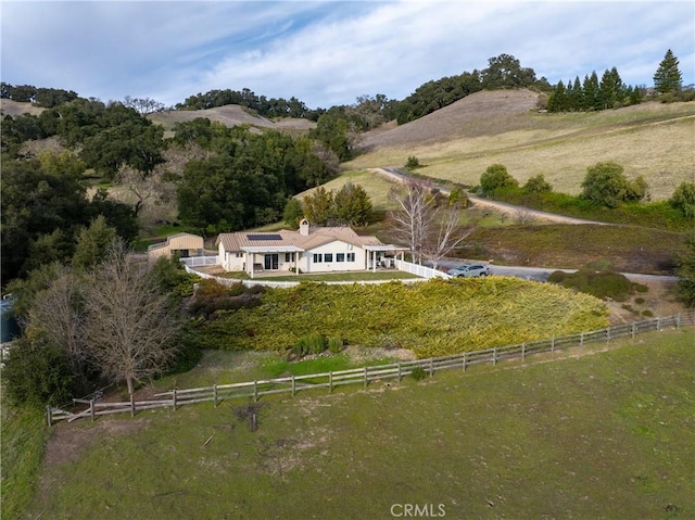 drone / aerial view with a rural view