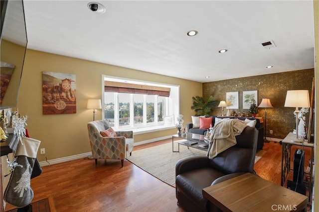 living room with wood-type flooring