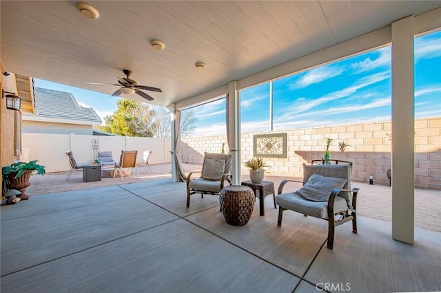 view of patio with ceiling fan