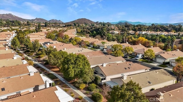 bird's eye view featuring a mountain view and a residential view