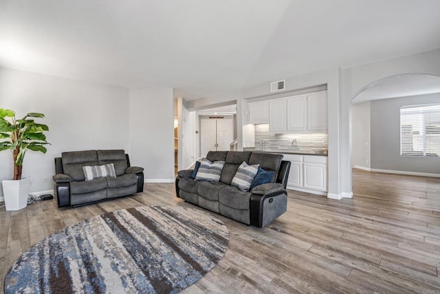 living room featuring light hardwood / wood-style flooring