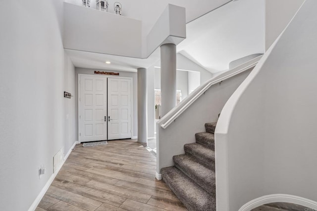 foyer entrance featuring light hardwood / wood-style floors