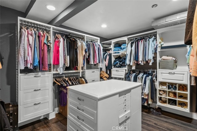 spacious closet featuring dark wood-type flooring