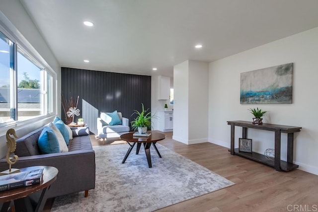 living room with light wood-type flooring