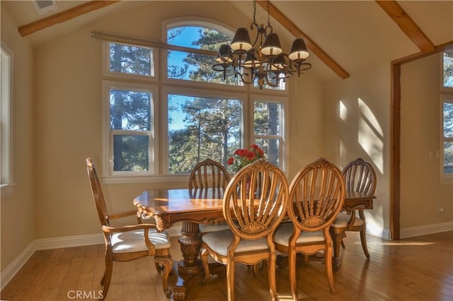 173 Grizzly Rd, Lake Arrowhead, CA 92352 - dining space featuring wood-type flooring, a chandelier, and healthy amount of natural light