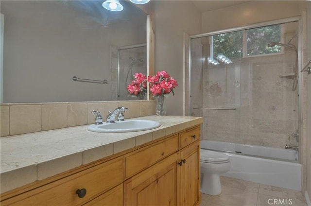 173 Grizzly Rd, Lake Arrowhead, CA 92352 - full bathroom with vanity, tile patterned flooring, and combined bath / shower with glass door